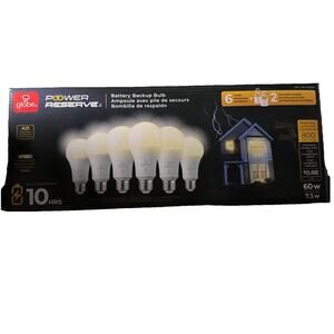 Globe Power Reserve Electric LED Battery Backup Outage Bulb 6 Pack NEW